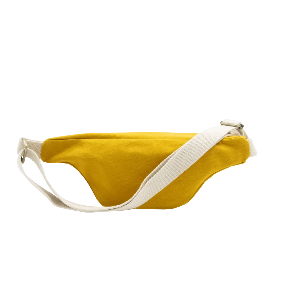 Parte de atrás de la riñonera de algodón orgánico en color amarillo de la marca francesa Hindbag