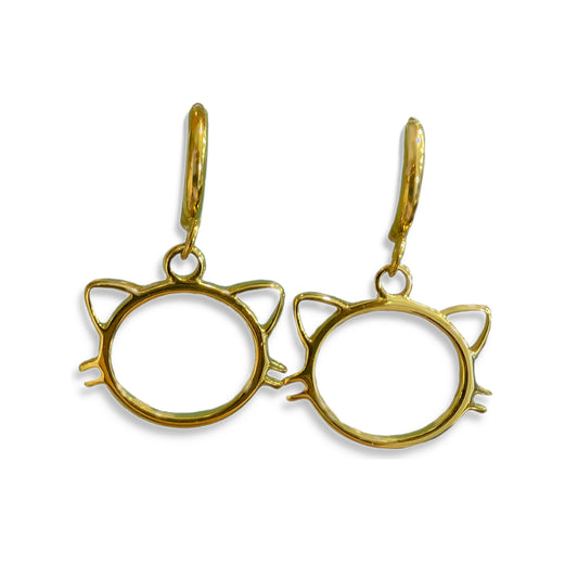 Pendientes arete Cara de Gato dorados