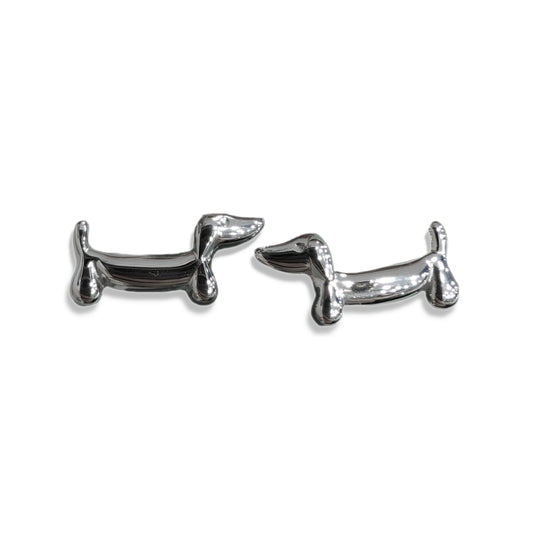 Pendientes Perro Salchicha plateados