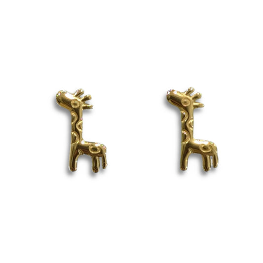 pendientes en forma de jirafa de acero inoxidable dorado