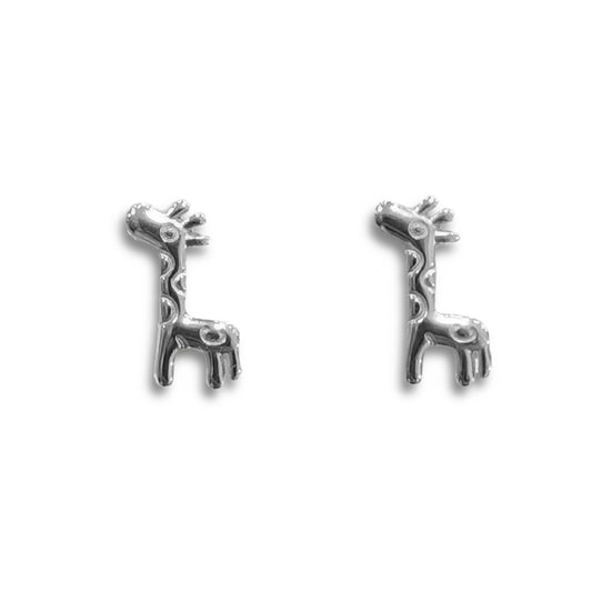 pendientes en forma de jirafa de acero inoxidable plateado