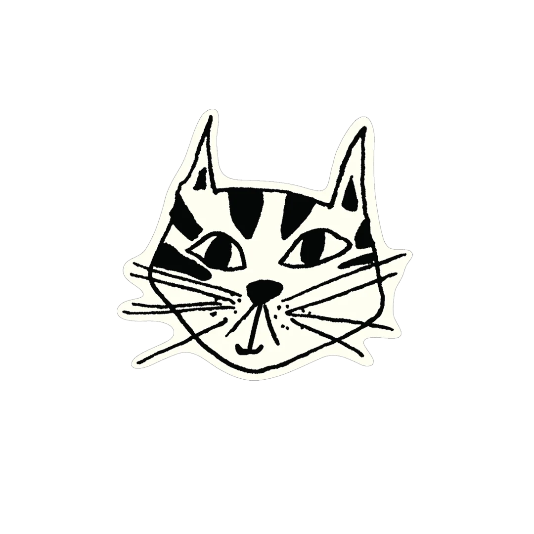 Pegatina de vinilo con forma de cara de gato ilustrado por Helen B