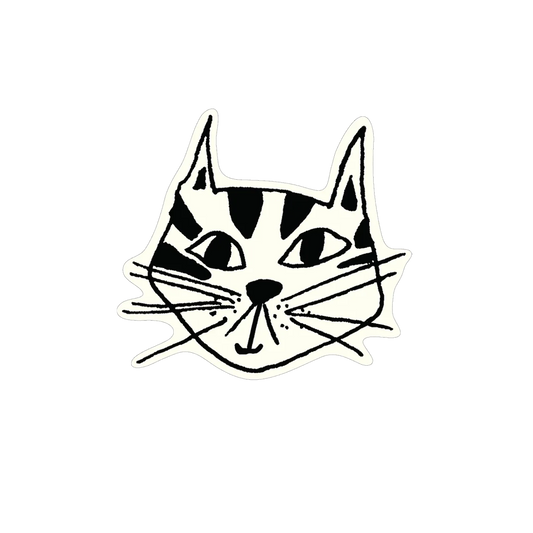 Pegatina de vinilo con forma de cara de gato ilustrado por Helen B