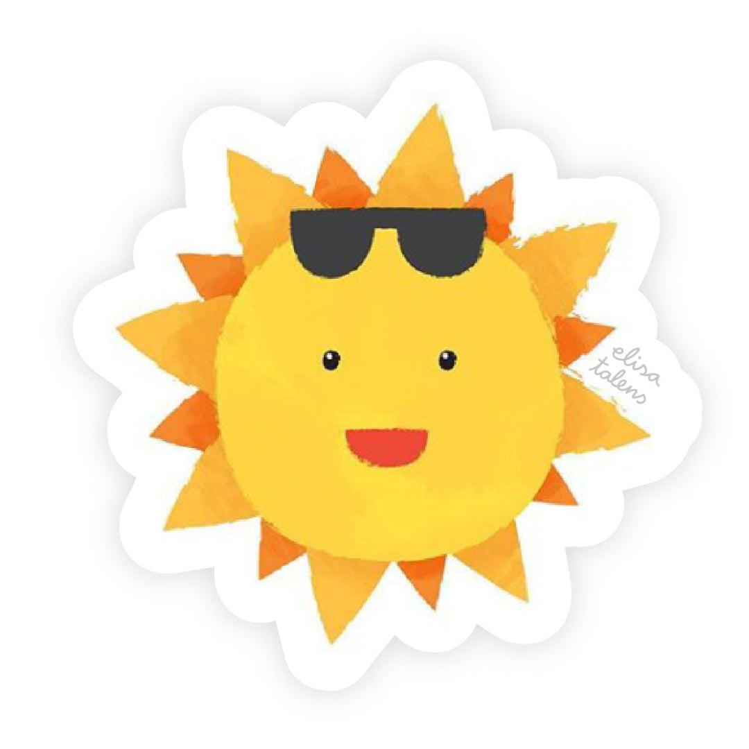 pegatina de Elisa Talens con un sol sonriendo con gafas de sol