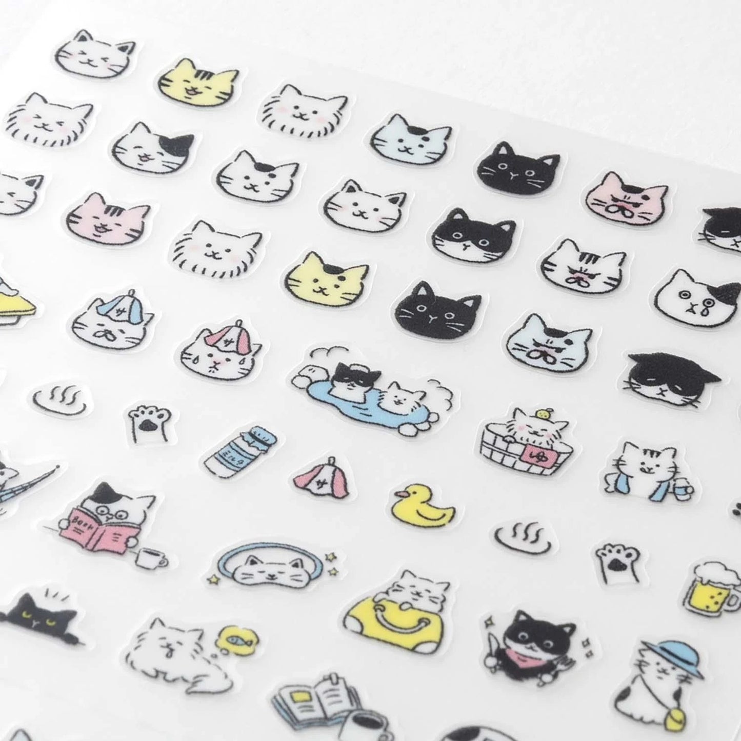 Pack de pegatinas con caritas de gatitos y pictogramas para decorar agendas o libretas