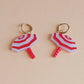 Pendientes de metacrilato con forma de sombrilla de playa a rayas rojas