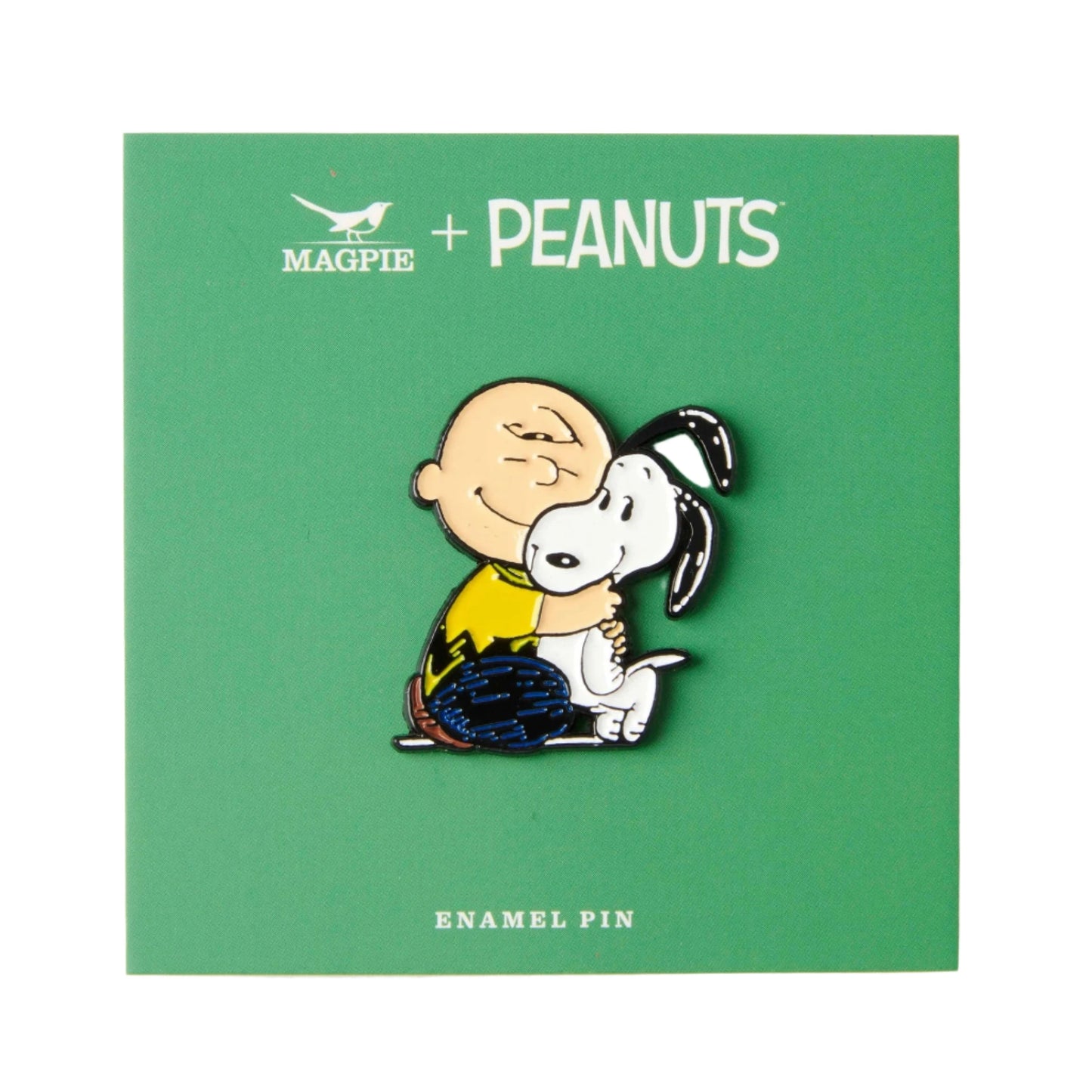 Pin de Snoopy y Carlitos en packaging verde