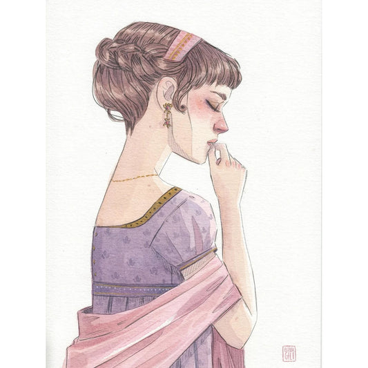 Ilustración de Esther Gili de Elinor, la protagonista de la novela de Jane Austen Sentido y Sensibilidad.