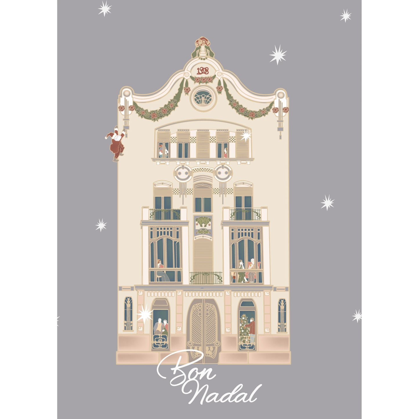 Postal Bon Nadal Edificio Ferrer de Palmera