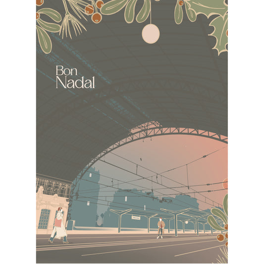Postal Bon Nadal Estación del Norte de Palmera
