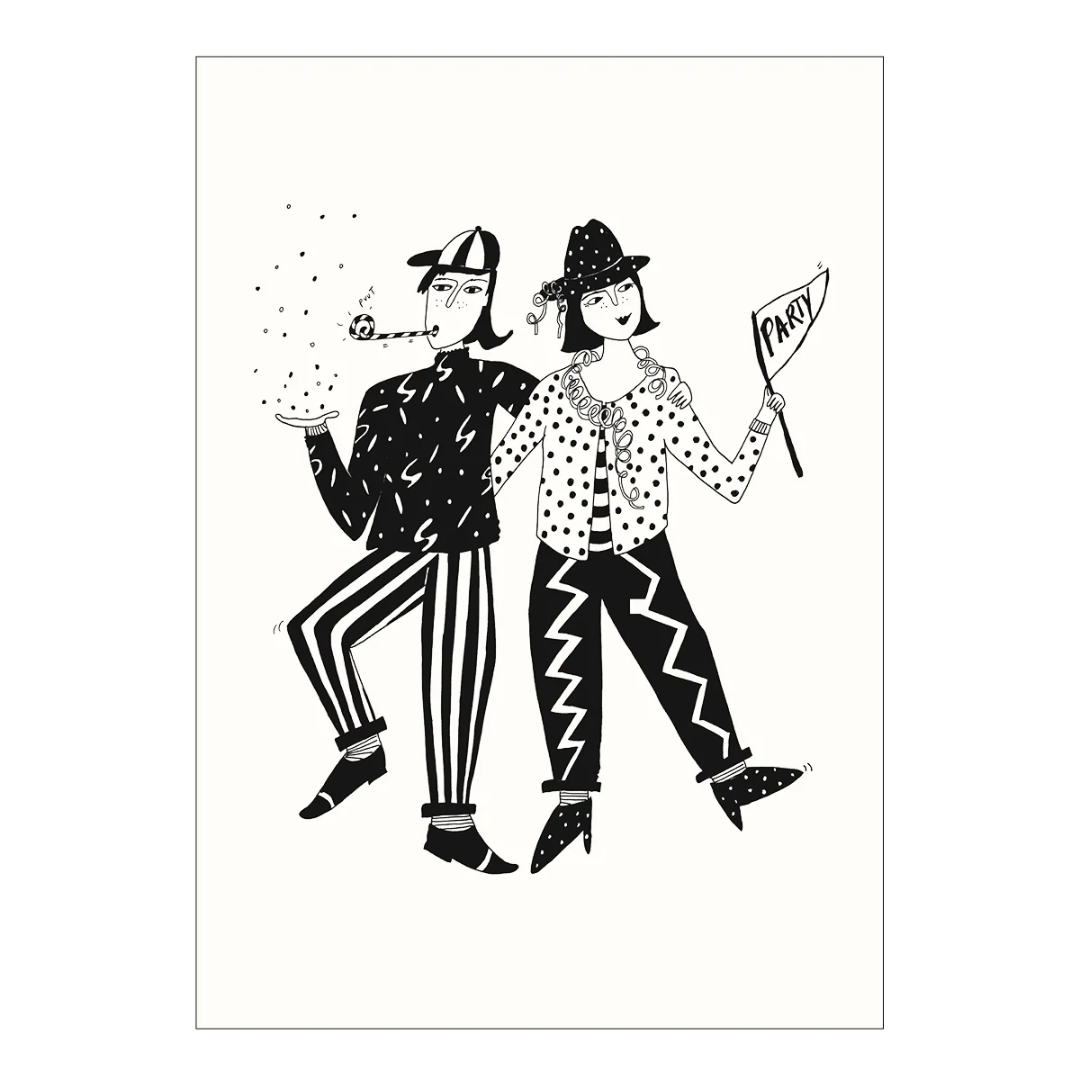 Ilustración de dos amigas de fiesta