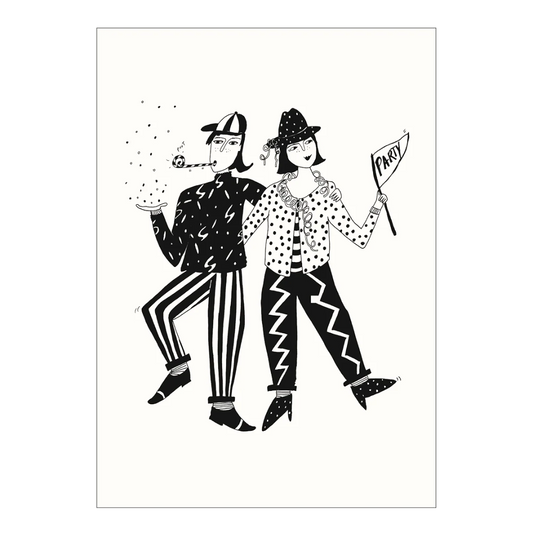 Ilustración de dos amigas de fiesta