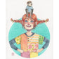Ilustración de Esther Gili de Pippi Långstrump con los brazos en jarras y su mono el señor nilsson sobre la cabeza