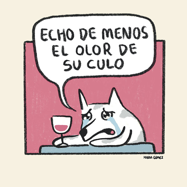Ilustración graciosa de un perro triste de María Gómez