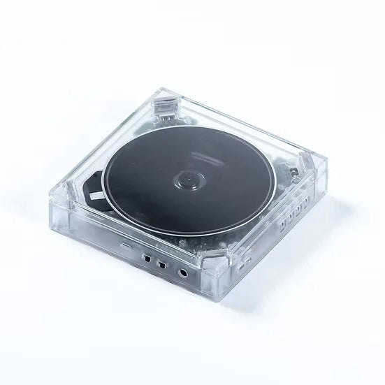 Reproductor de CD transparente de Ninm Lab con un disco negro