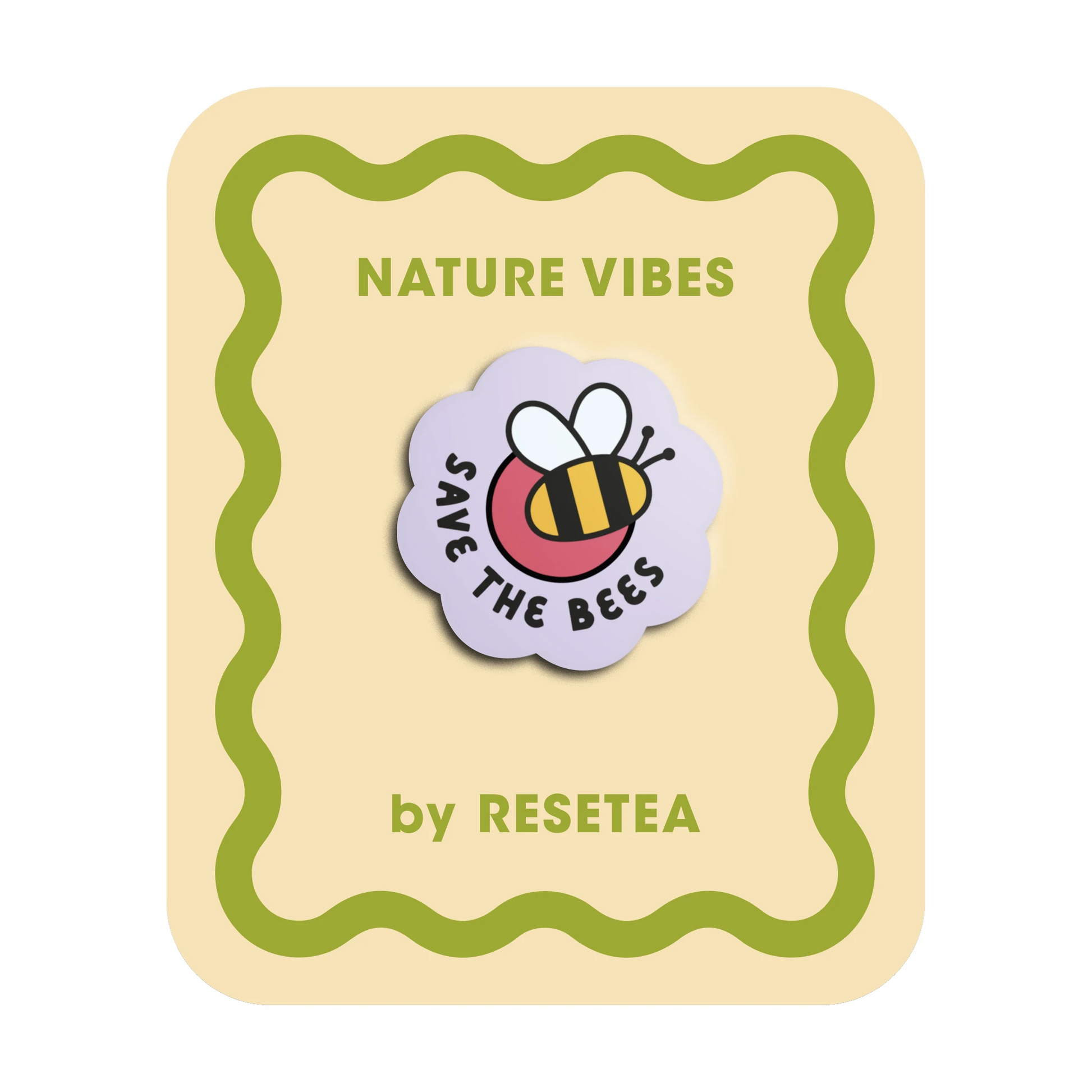 Pin de madera con el mensaje Save the bees