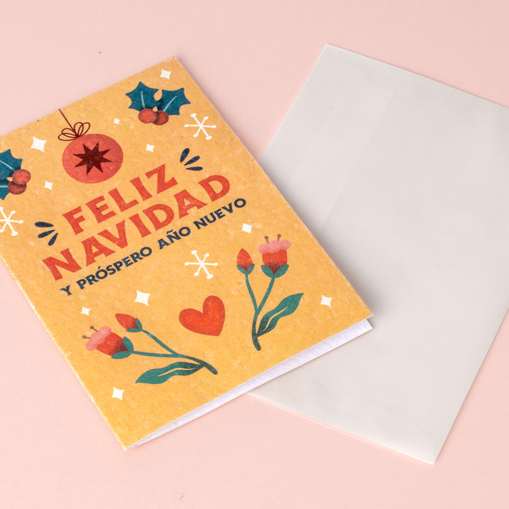 Tarjeta con semillas Feliz Navidad
