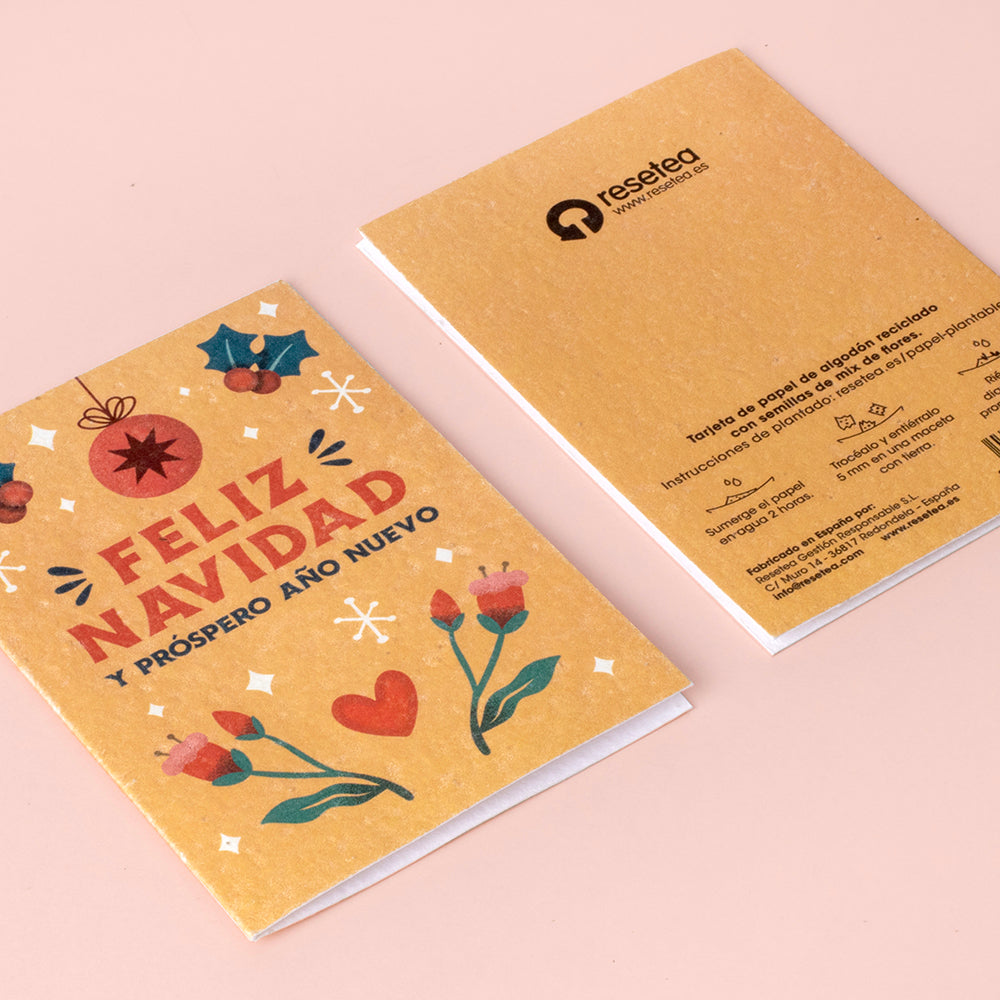 Tarjeta con semillas Feliz Navidad