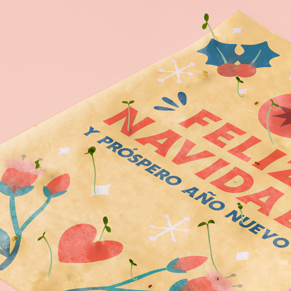 Tarjeta con semillas Feliz Navidad