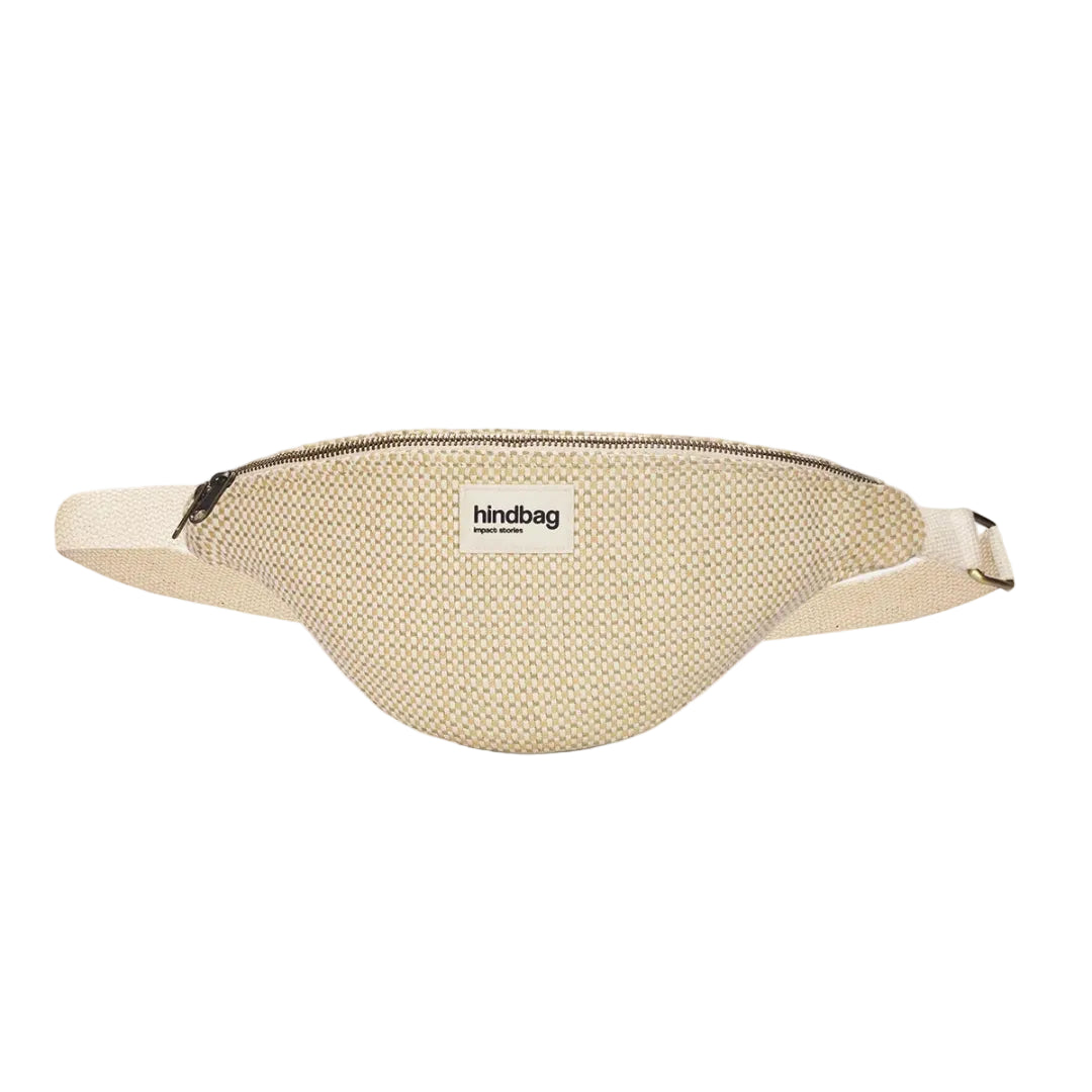 Riñonera Olivia en tejido tranzado en colores crudo de la marca francesa Hindbag