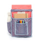 Interior con compartimentos y estampado a rayas de la mochila pequeña reciclada e impermeable Scout mini de la marca española Lefrik en color rosa coral