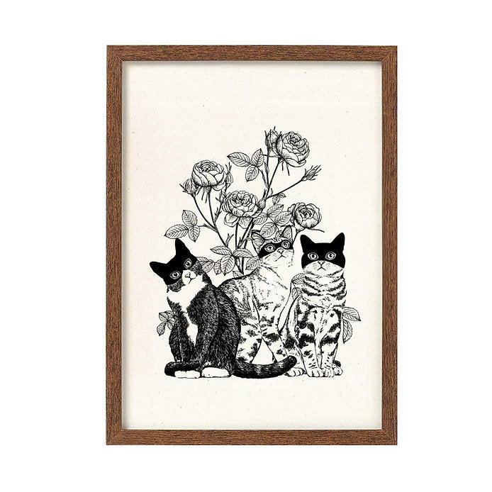 Print Three Cats And Flowers - Laura Agustí