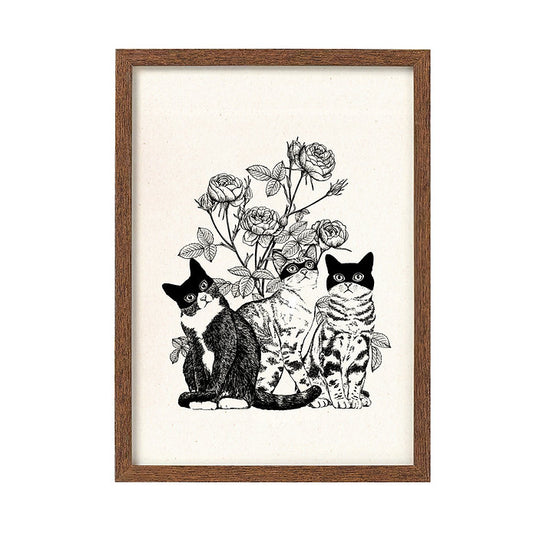 Print Three Cats And Flowers - Laura Agustí