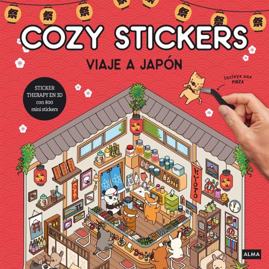 Portada del libro de pegatinas Viaje a Japón para poner pegatinas en diferentes escenarios