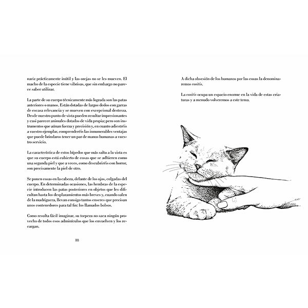 Texto e ilustración en el interior del libro Cómo domesticar a un humano de Babas, Ilustrado por Laura Agustí