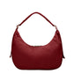 Bolso burdeos Bianca de Hindbag visto desde atrás sobre fondo blanco, con su silueta curva de hobo y el cierre metálico superior.