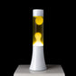 Lámpara de lava blanca con fluido amarillo