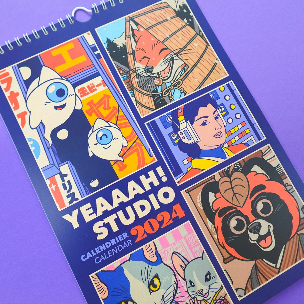 Calendario de pared para 2024 con ilustraciones de Yeaaah! Studio e inspiradas en el manga y la cultura japonesa