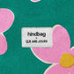 detalle de la etiqueta de la bolsa Simon Big flower con el texto hindbag x We are jolies
