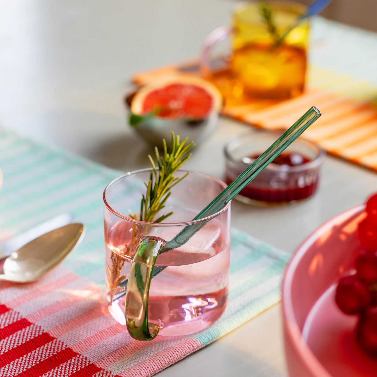 Set de 2 tazas de cristal Fred rosa y amarilla, de Remember