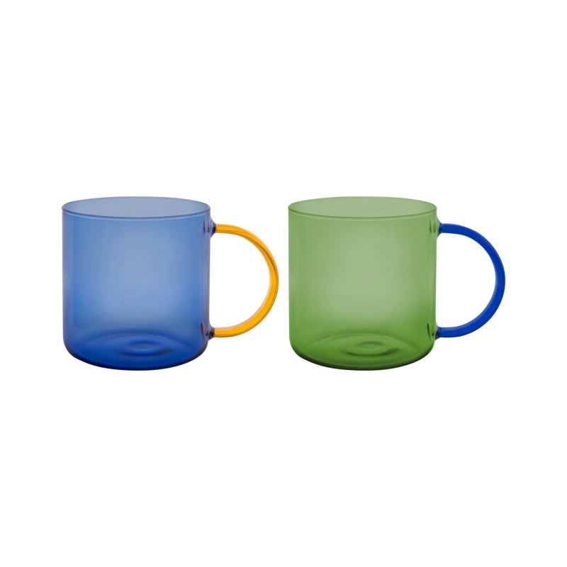 Set de 2 tazas de cristal Fred verde y azul, de Remember