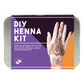 Exterior del Kit hazlo tú mismo de Henna, Lata de metal con una faja con una mano pintada con henna