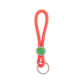 llavero colgante de cuerda roja para el móvil o las llaves con anilla plateada y un enganche con círculos de colores