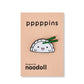 Pin divertido con diseño de dumpling kawaii de Noodoll agarrado con unos palillos verdes