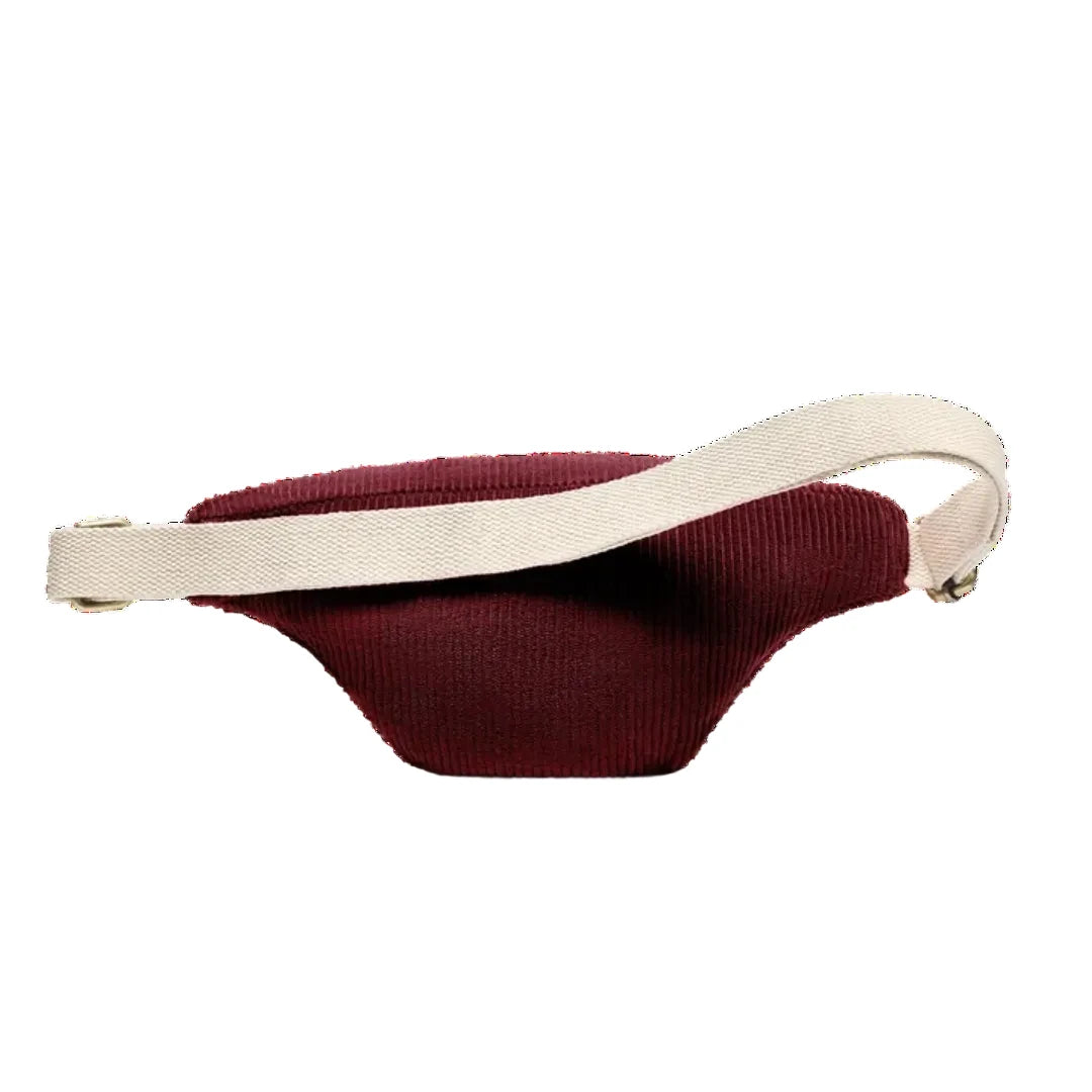 Riñonera de pana burdeos Olivia de Hindbag con correa ajustable