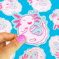 adesivo de vinilo con dibujo de un ajolote color rosa, marca Turtle´s Soup