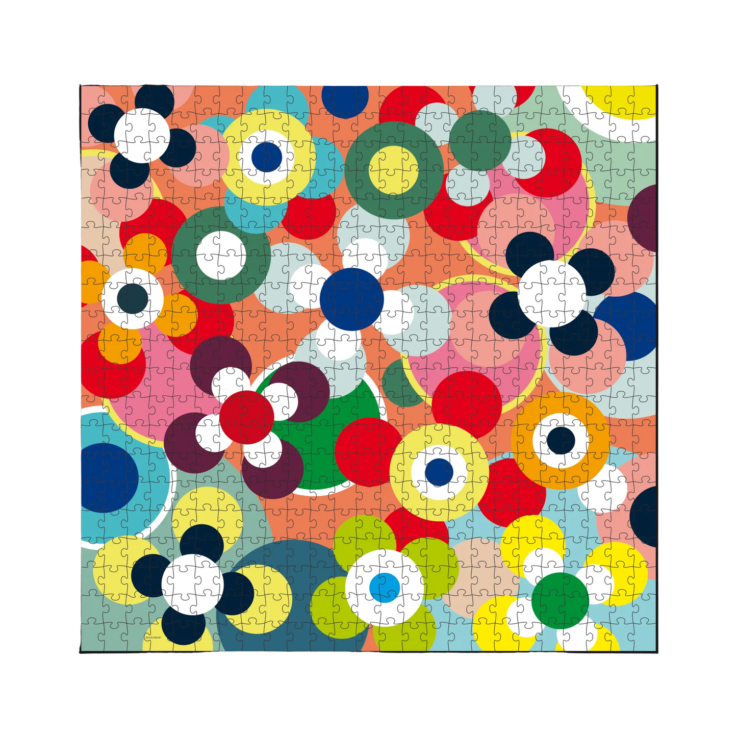 puzzle sushi de remember montado con patrón de flores de colores