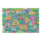 puzzle de balvi food trucks con ilustraciones de furgonetas de comida y street food