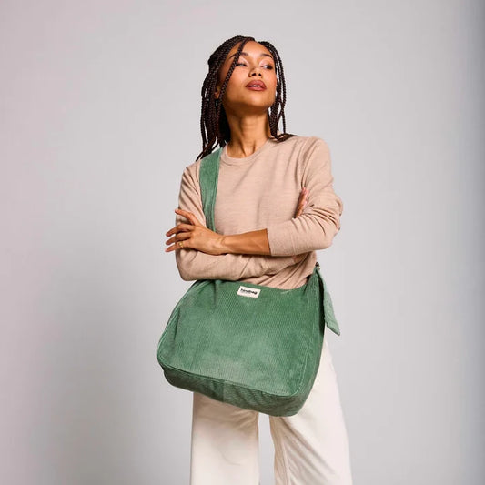 Bolso hobo Claire de pana verde agua de Hindbag