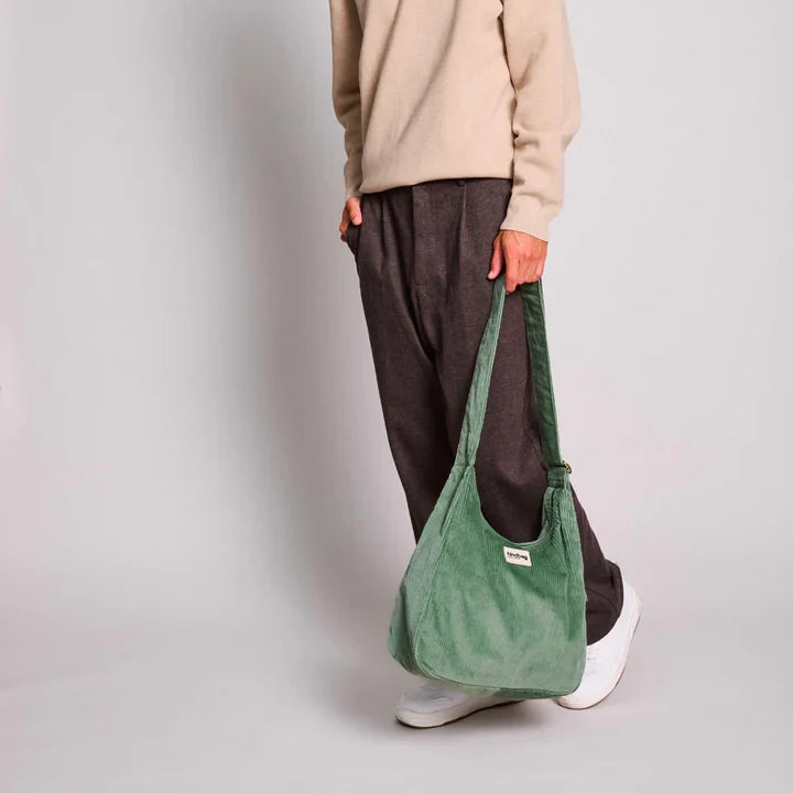 Bolso hobo Claire de pana verde agua de Hindbag