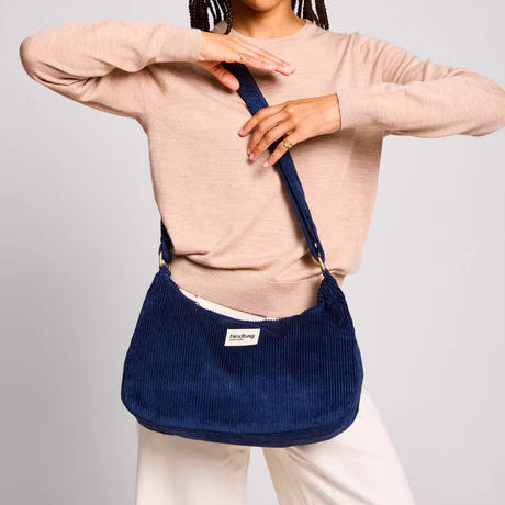 Bolsa Rosa de pana azul marino de Hindbag