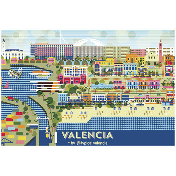  Postal de los Poblados Marítimos ideal para regalar como souvenir si vienes de turismo por Valencia 