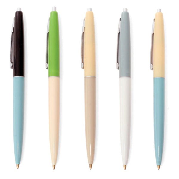 Pack de cinco bolígrafos estilo retro divididos en dos colores pastel