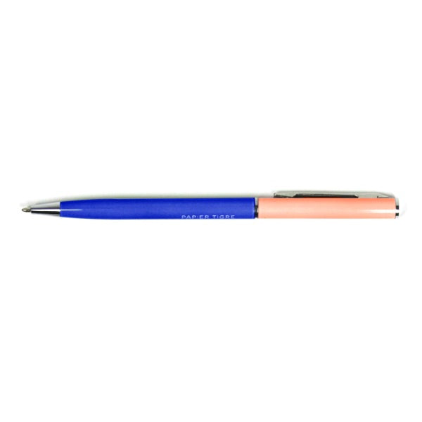 Bolígrafo de diseño de colores azul cobalto y rosa salmón de los diseñadores Papier Tigre de París