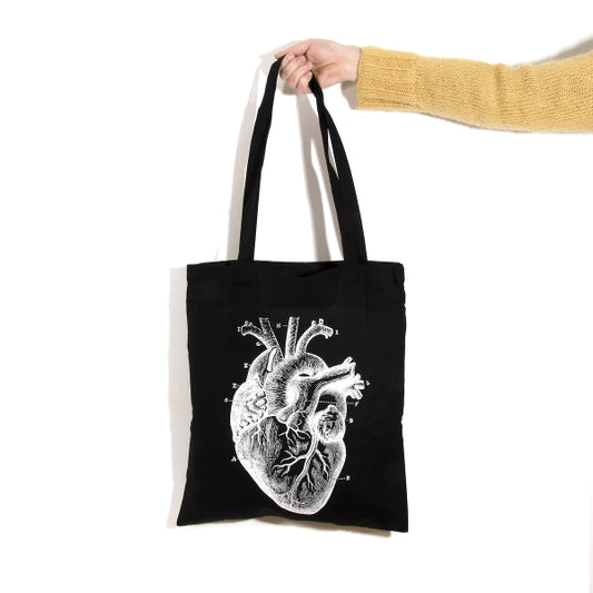 Bolsa tote bag corazón anatómico heart bolso algodón diseño retro
