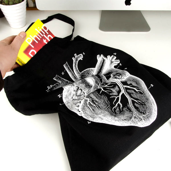 Bolsa tote bag corazón anatómico heart bolso algodón diseño retro